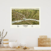 Gardiner & Pittston, ME Panoramic Map - 1878 Poster (Keuken)