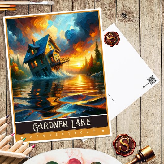 Gardner Lake, Connecticut |  schilderij Briefkaart