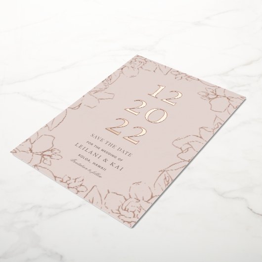 Gardnia Floral Dusty Pink Save the Date Folie Uitnodiging (Gedraaid)