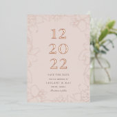 Gardnia Floral Dusty Pink Save the Date Folie Uitnodiging (Staand Voorkant)