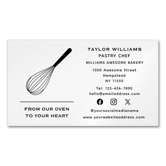 Garen Baker Bakkerij Bakkerij Catering Sociale Med Magnetisch Visitekaartje (Voorkant)