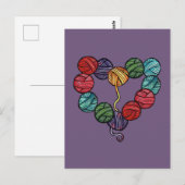 Garen Bal Hart Briefkaart (Voorkant / Achterkant)