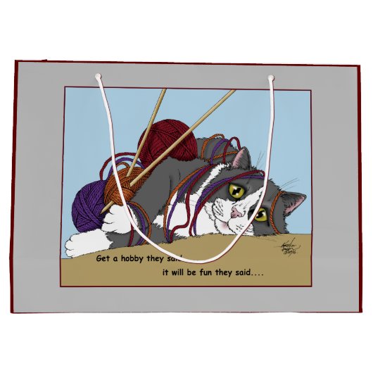 garen breien grappige kat groot cadeauzakje (Achterkant)