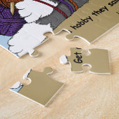 garen breien grappige kat legpuzzel (Zijkant)