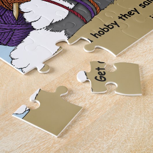 garen breien grappige kat legpuzzel (Zijkant)