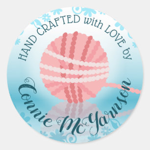 Garen breien haakwerk handgemaakt met liefde stick ronde sticker