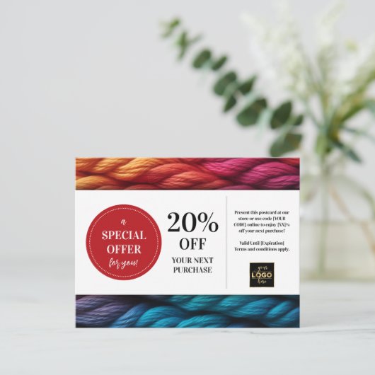 Garen breien Naaistof Custom Coupon Korting Briefkaart (Staand voorkant)