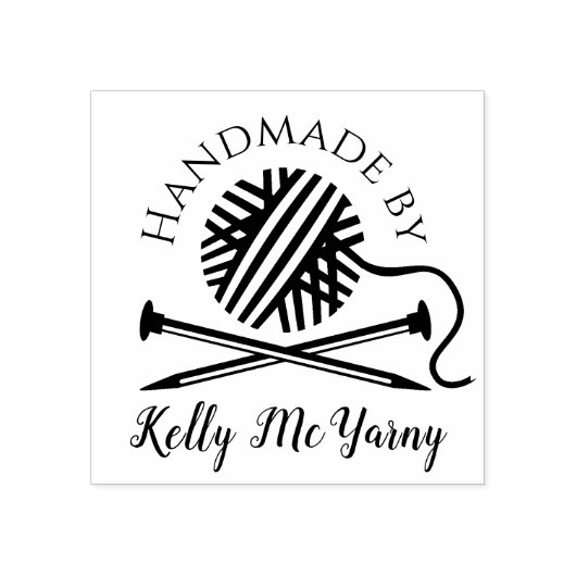 garen breien naalden handgemaakt met liefde stempe rubberstempel (Afrduk)