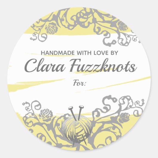 Garen breinaalden handgemaakt met liefde sticker (Voorkant)