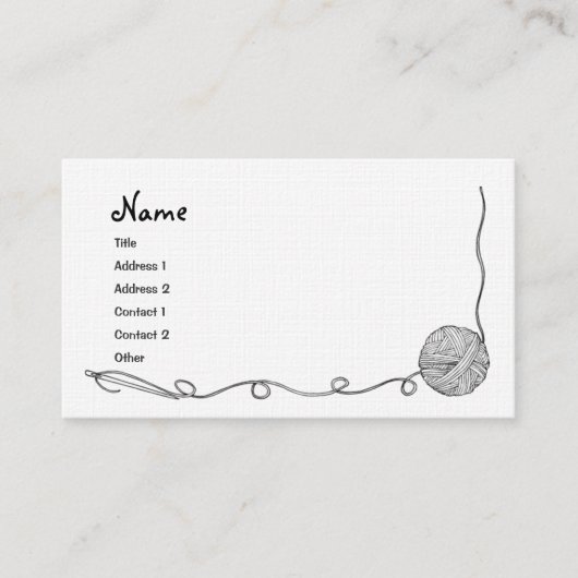 garen, draad en naaldgrafische kaart visitekaartje (Voorkant)