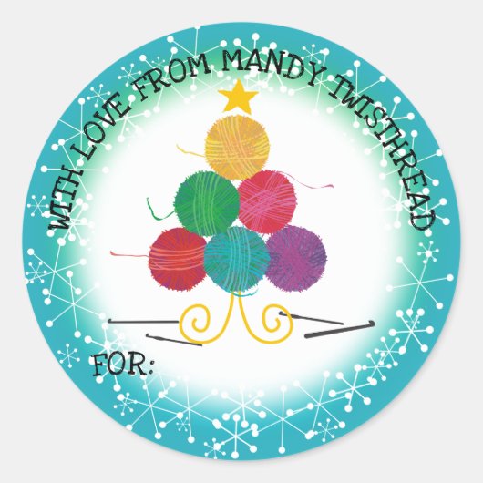 Garen Kerstboom haak haken ambachten Ronde Sticker (Voorkant)