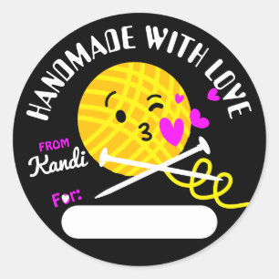 Garen kissy gezicht breien naalden handgemaakt doo ronde sticker