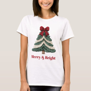 Garen nep-borduurdesign kerstboom t-shirt
