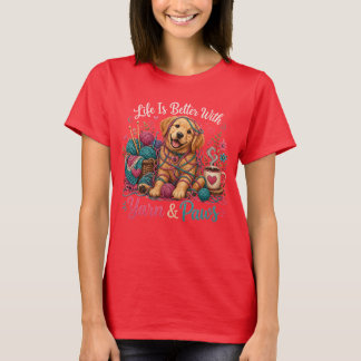 Garen & Pooten Golden Retriever Breien & Haken T- T-shirt