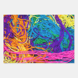 Garen Tangles Kleurrijke Haak en Breien Gift Inpakpapier Vel