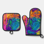 Garen Tangles Realistische textuur Haakbreien Ovenwant & Pannenlap Set (Voorkant)