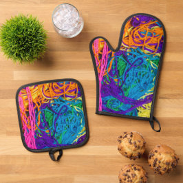 Garen Tangles Realistische textuur Haakbreien Ovenwant & Pannenlap Set