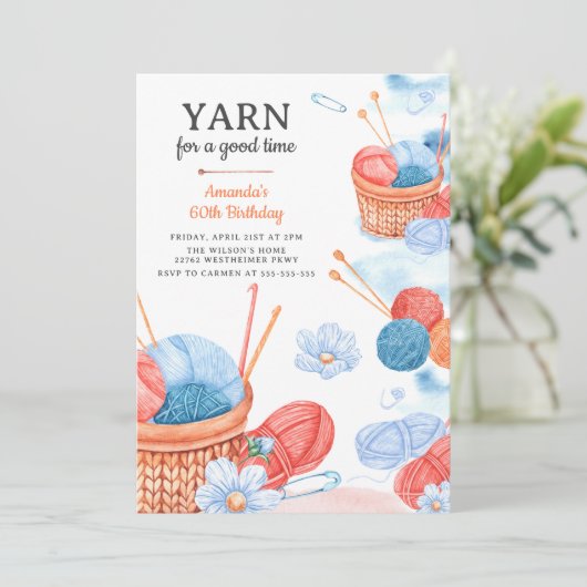 Garen voor een goede tijd gehaakte verjaardagsfees kaart (Staand voorkant)