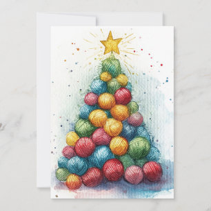 Garenbal Kerstboom Breister Waterverf Feestdagenkaart