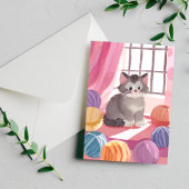 Garenbal Kitten | Kat Watercolor Postkaart