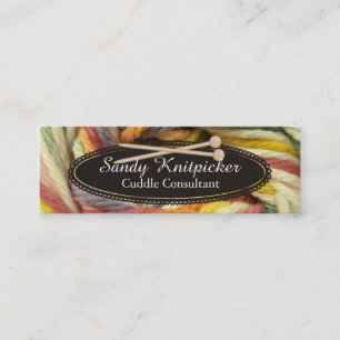 Garens breinaalden, gehaakte kleurige garens mini visitekaartje