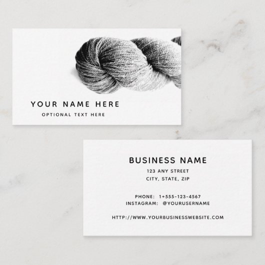 Garens die glasvezel breien Moderne Minimale grijz Visitekaartje (Voorkant / Achterkant)