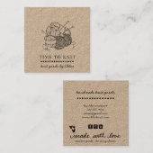 Garens handgemaakte gebreide goederen Kraft Vierkante Visitekaartje (Voorkant / Achterkant)