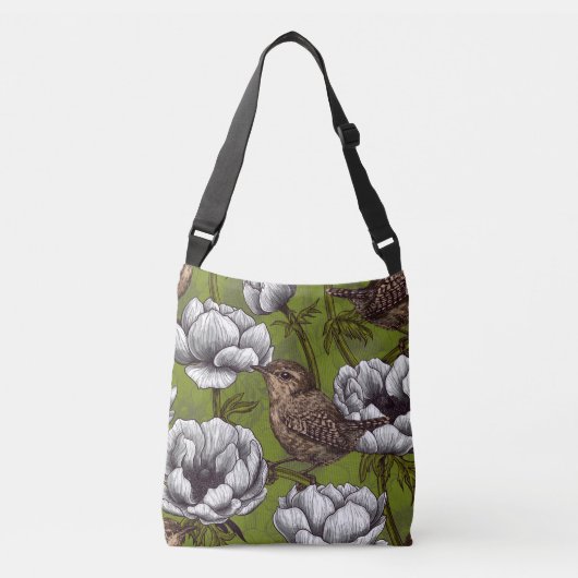 Garens in de witte anemontuin crossbody tas (Voorkant)