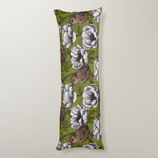 Garens in de witte anemontuin lichaamskussen (Achterkant (Verticaal))