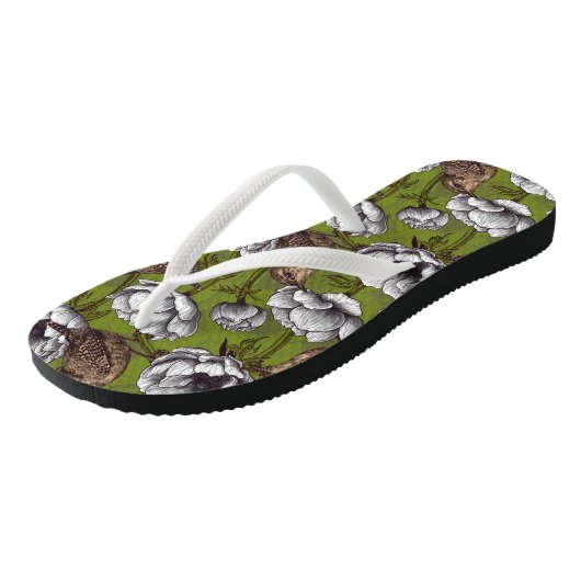 Garens in de witte anemontuin teenslippers (Schuin)