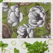 Garens in de witte anemontuin theedoek (Gevouwen)