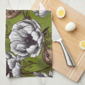 Garens in de witte anemontuin theedoek (Quarter Fold)