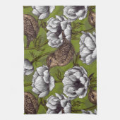 Garens in de witte anemontuin theedoek (Verticaal)