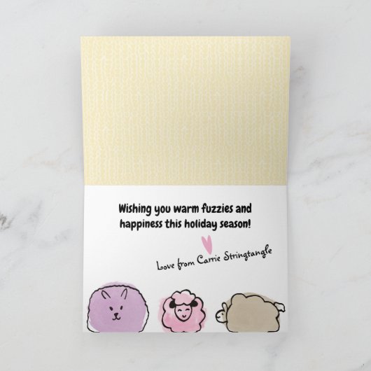 Garens schaap brei-kerstmantel kaart (Binnen)