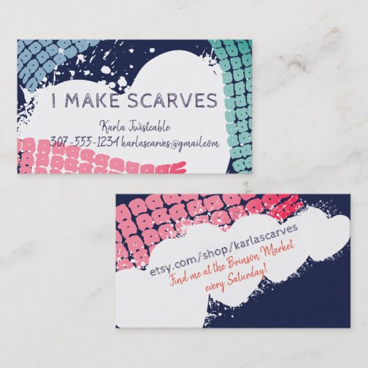 Garens van brei- of haakwerk, visitekaartje (Voorkant / Achterkant)