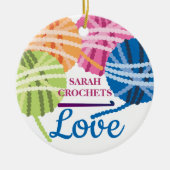 Garens voor haakhaken, gepersonaliseerd kerstfeest keramisch ornament (Voorkant)