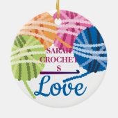 Garens voor haakhaken, gepersonaliseerd kerstfeest keramisch ornament (Achterkant)