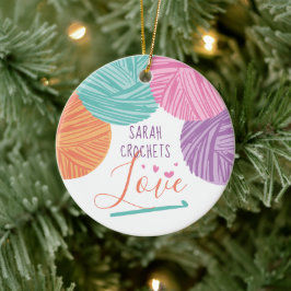 Garens voor haakhaken, gepersonaliseerd kerstrecer keramisch ornament