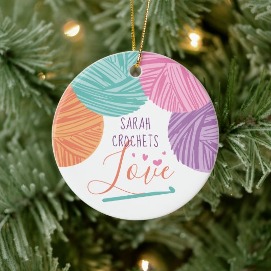 Garens voor haakhaken, gepersonaliseerd kerstrecer keramisch ornament (Boom)