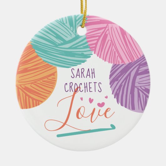 Garens voor haakhaken, gepersonaliseerd kerstrecer keramisch ornament (Voorkant)