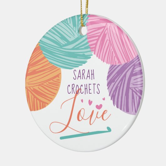 Garens voor haakhaken, gepersonaliseerd kerstrecer keramisch ornament (Links)