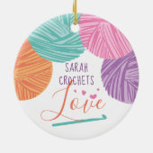 Garens voor haakhaken, gepersonaliseerd kerstrecer keramisch ornament (Achterkant)