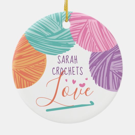 Garens voor haakhaken, gepersonaliseerd kerstrecer keramisch ornament (Achterkant)