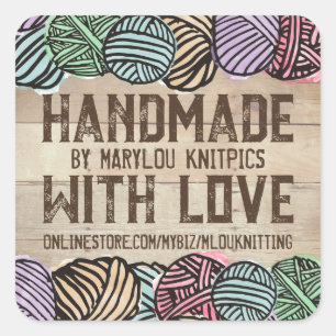 Garens voor tandwielen, gepersonaliseerd brei- en  vierkante sticker