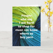 Garens winkelen, wenskaart voor breiers kaart (Gele Bloem)