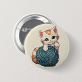 Garenspel - kitten ronde button 5,7 cm (Voorkant /achterkant)