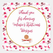 Garenverkoper Fiber Arts Bedankt Bericht Vierkante Sticker (Voorkant)