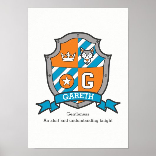 Gareth boys G name means oranje crest poster (Voorkant)