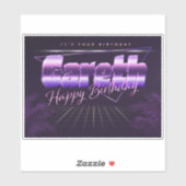 Gareth Name Vorname lila retro Sticker Geburtstag (Vel)