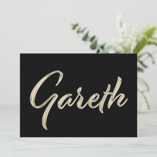 Gareth Name white gold Handwriting Karte Kaart (Staand voorkant)